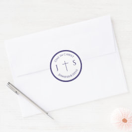 Zeitlos katholisch monogrammiert runder aufkleber