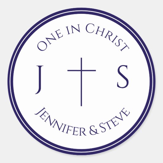 Zeitlos katholisch monogrammiert runder aufkleber (Vorderseite)
