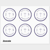 Zeitlos katholisch monogrammiert runder aufkleber (Blatt)
