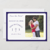 Zeitlos katholische monogrammierte Hochzeit Save The Date (Vorderseite)