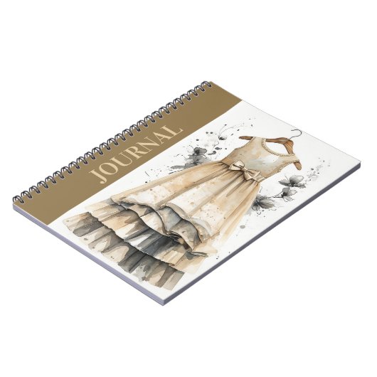 Zeitlos kleines schwarzes Kleid LBD Reisebeige Notizblock (Linke Seite)