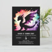 Zeitlos leuchtender Drache Geburtstagskinder Einladung (Stehend Vorderseite)