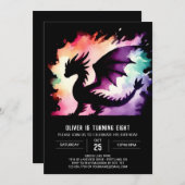 Zeitlos leuchtender Drache Geburtstagskinder Einladung (Vorne/Hinten)