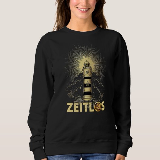 Zeitlos Leuchtturm Sun Wolken & Waves Sweatshirt (Vorderseite)