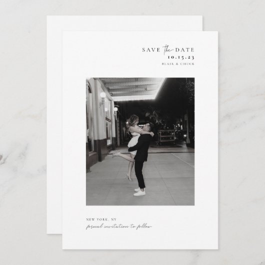 Zeitlos mit Script Accent Save the Date Card (Vorne/Hinten)