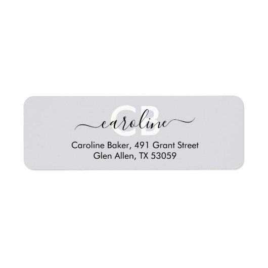 Zeitlos — Moonlit Grau Monogram Address Label (Vorne)