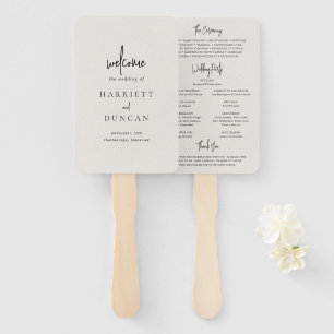 Zeitlos neutrales Beige elegantes Hochzeitsprogram Fächer