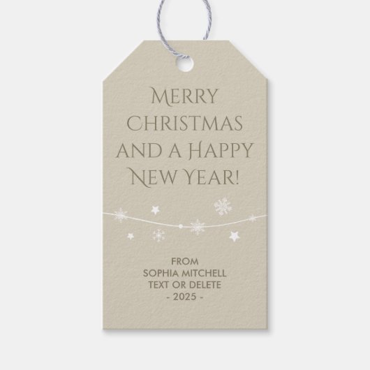 Zeitlos - Off-White - Snowflake-Geschenketiketten Geschenkanhänger (Vorderseite)