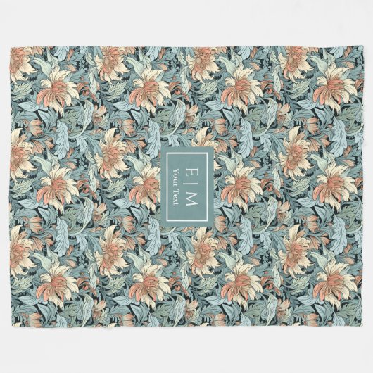 Zeitlos, pastellfarbene Blumendecke im Morris-Stil Fleecedecke (Vorderseite (Horizontal))