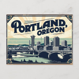 Zeitlos Portland Vintag & Retro der Rose Stadt Postkarte