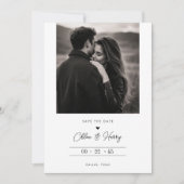 Zeitlos romantisches Schwarz-Weiß-Foto Save The Date (Vorderseite)
