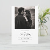 Zeitlos romantisches Schwarz-Weiß-Foto Save The Date (Stehend Vorderseite)