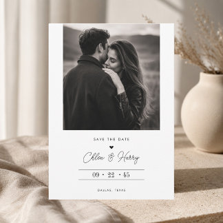 Zeitlos romantisches Schwarz-Weiß-Foto Save The Date