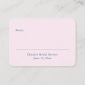 Zeitlos rosa Bläsernavy Blauer Display Dusche Begleitkarte (Rückseite)