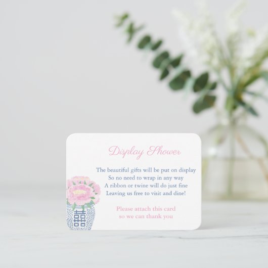 Zeitlos rosa Bläsernavy Blauer Display Dusche Begleitkarte (Stehend Vorderseite)