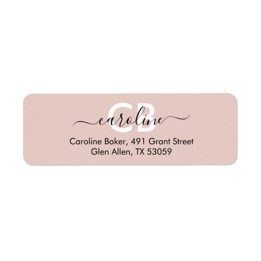 Zeitlos — Rosy Beige Monogram Address Label (Vorne)