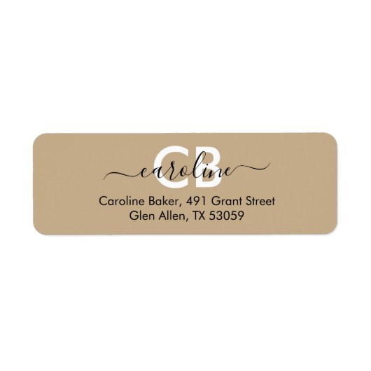 Zeitlos - Sand Beige Monogram Address Label (Vorne)