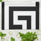 Zeitlos Schwarz-weißer griechischer Schlüssel Geschirrtuch (Gefaltet)