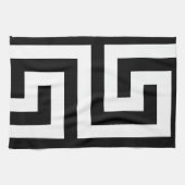 Zeitlos Schwarz-weißer griechischer Schlüssel Geschirrtuch (Horizontal)