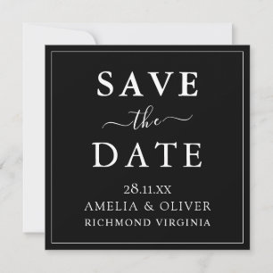 Zeitlos schwarze minimalistische Hochzeit - Merken Save The Date