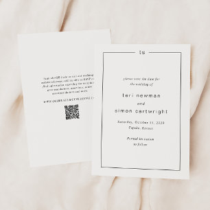 Zeitlos schwarze und weiße QR-Code-Moderne Hochzei Save The Date