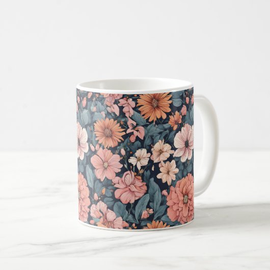 Zeitlos: Vintag verblasste Rose Hochzeit Kaffeetasse (VorderseiteRechts)