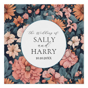 Zeitlos: Vintag verblasste Rose Hochzeit Poster