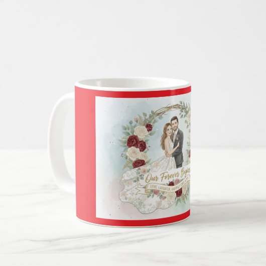 Zeitlos Zusammen rot Kaffeetasse (Vorderseite Links)