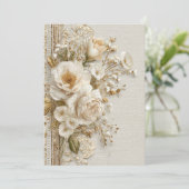 Zeitlos zusammen | Vintage Spitze Einladung (Stehend Vorderseite)