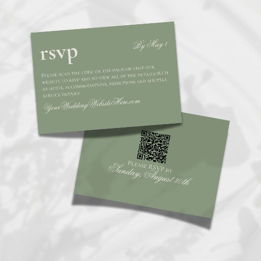 Zeitlose alte Geld Grüne Hochzeit QR RSVP Karte
