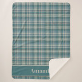 Zeitlose Aquamarine Grüne Karierte, gemütliche Kun Sherpadecke (Vorderseite)