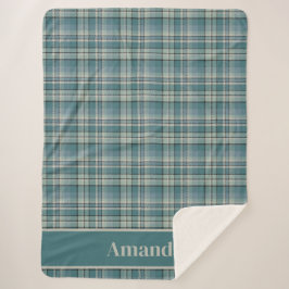 Zeitlose Aquamarine Grüne Karierte, gemütliche Kun Sherpadecke