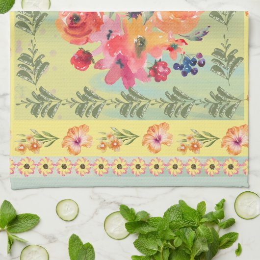 Zeitlose Aquarellblume Dekorative Blüte Geschirrtuch (Gefaltet)