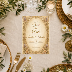Zeitlose Art Nouveau Botanische Romantische Hochze Save The Date