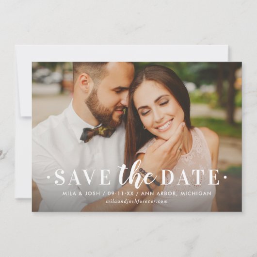 Zeitlose Art White Foto Overlay Hochzeit Save The Date (Vorderseite)