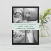 Zeitlose Band-Geburtsankündigung - Blau Ankündigung (Stehend Vorderseite)