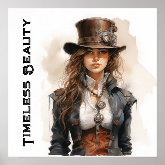 Zeitlose Beauty Steampunk Young Woman Poster (Vorne)