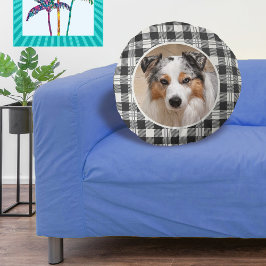 Zeitlose Begleiter Foto Dark Gray Buffalo Karierte Rundes Kissen