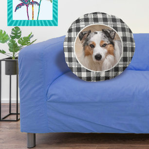 Zeitlose Begleiter Foto Dark Gray Buffalo Karierte Rundes Kissen