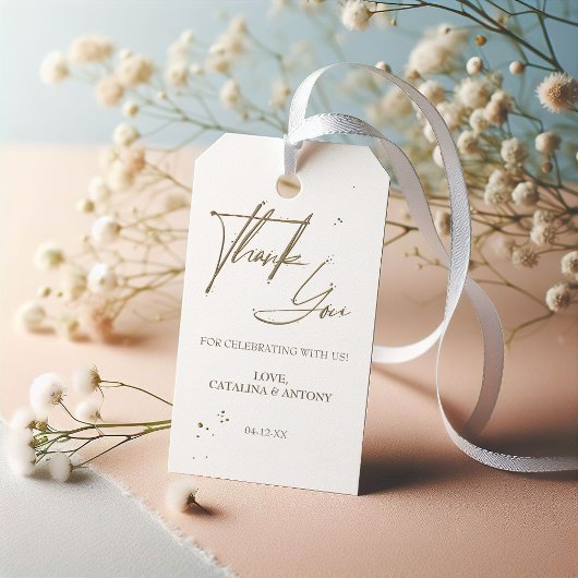 Zeitlose Beige Calligrafy Danke für den Tag Geschenkanhänger