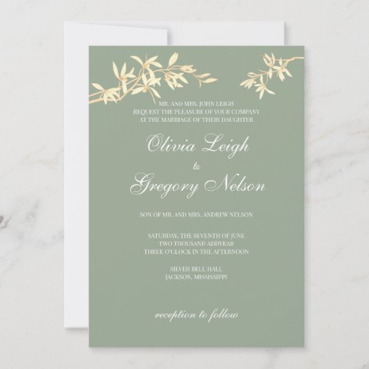 Zeitlose Blume Einladung zur Hochzeit (Vorderseite)