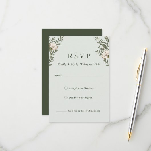 Zeitlose Blume Einladungs-Karten RSVP Karte (Vorderseite/Rückseite Beispiel)
