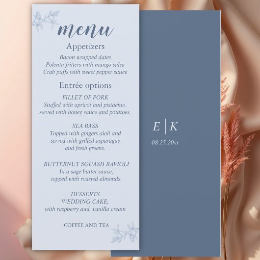 Zeitlose Blume Hochzeit Menükarte