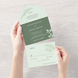 Zeitlose Blume Monogram Wedding All In One Einladung