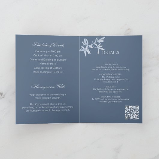 Zeitlose Blume Monogram Wedding Einladung (Innenseite)