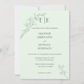 Zeitlose Blume Monogram Wedding Einladung (Vorderseite)
