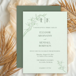 Zeitlose Blume Monogram Wedding Einladung