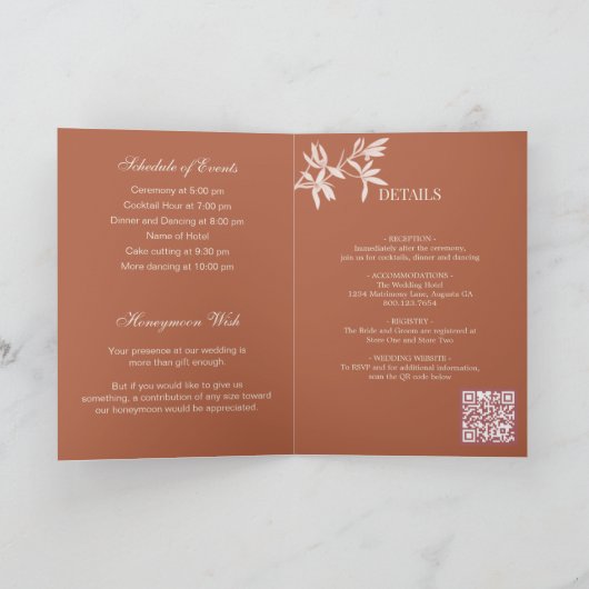 Zeitlose Blume Monogram Wedding Einladung (Innenseite)