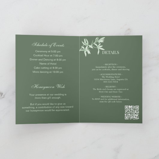 Zeitlose Blume Monogram Wedding Einladung (Innenseite)