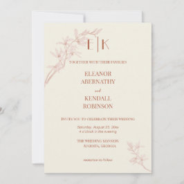 Zeitlose Blume Monogram Wedding Einladung